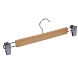 Umeraș Fuste Lemn, Clips Metal, Lungime 32cm, Natural, Oem
