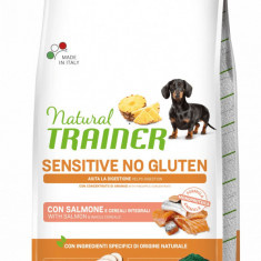 Natural Trainer, Sensitive No Gluten Mini & Toy Adult, Somon si Cereale Integrale, 7 kg