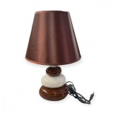 2 x Veioza dormitor,Lampa Ceramica Negru+alb , marime 340 mm, Abajur Textil rosu