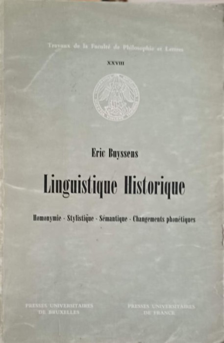 LINGUISTIQUE HISTORIQUE-ERIC BUYSSENS-239706