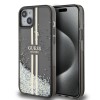 Husa pentru iPhone 15 Plus / iPhone 14 Plus - Glitter Liquid Glitter Gold Stripes (GUHCP15MLFCSEGK) - Black, Guess