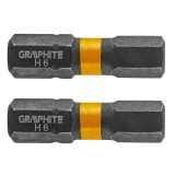 Set biti hexagonali de impact H6X25mm 1/4&quot; 2buc. GRAPHITE 56H509 HardWork ToolsRange