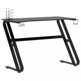 Birou de gaming cu picioare in forma de ZZ, negru, 110x60x75 cm