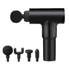 Aparat de masaj Ubitec &reg; Gun Profesional, 4 capete interschimbabile, 5 trepte de viteza, Negru