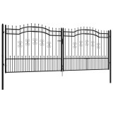Cumpara ieftin Poarta de gard cu varf tip sulita, neagra, 406x150 cm, otel vopsit in camp electrostatic
