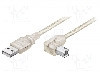 Cablu USB A mufa, USB B mufa in unghi, USB 2.0, lungime 0.5m, transparent, Goobay - 93575