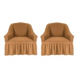 Set 2 Huse Fotoliu Elastice cu Volane, Bej - HEP66