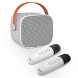 Mini Karaoke Portabil KARAOKE 2 GO, Boxa 6W, 2 Microfoane Wireless, 5 Efecte Sonore, USB-C, Bluetooth, Autonomie 5h