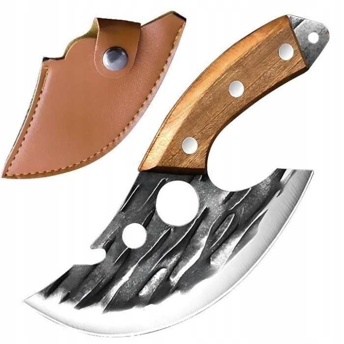 Satar de bucatarie, tip japonez, 19 cm, otel inoxidabil, maner lemn, husa inclusa