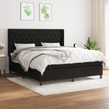 Gossi pat box spring cu saltea, negru, 160x200 cm, textil