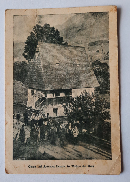 Carte postala necirculata.Casa lui Avram Iancu in Vidra de Sus la 1923.