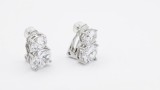 Cercei Clips din Argint 925 cu Doua Cristale Zirconia - Cercei Dama Fara Gauri