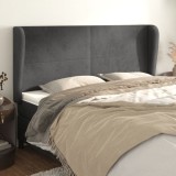 vidaXL Tăblie de pat cu aripioare gri &icirc;nchis 203x23x118/128 cm catifea