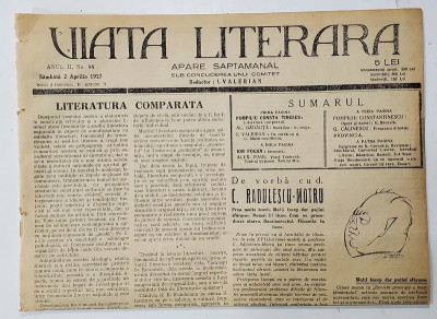 VIATA LITERARA , SUB CONDUCEREA UNUI COMITET , SAPTAMANAL , ANUL II , NR.44 , 2 APRILIE , 1927 foto