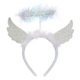 Bentită Crăciun, Ingeraș Cu Aripi, Glitter Argintiu, Coronita Tinsel Holografic, Poliester, Oem