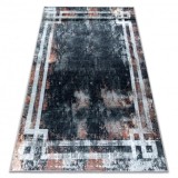ANDRE 3030 covor lavabil Cadru vintage anti-alunecare - negru si rugini, 80x150 cm