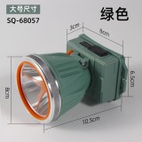 LED Headlamp Outdoor Fishing Head-mounted Searchlight USB Rechargeable Mountaineering Camping Waterproof Mining Lamp - Color: 68 Green, Flippy