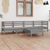 Cumpara ieftin Set mobilier de grădină, 5 piese, gri, lemn masiv de pin