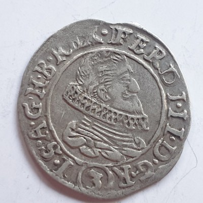 Boemiea 3 kreuzer 1634 Olomouc argint Ferdinand ll foto