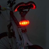 Stop spate bicicleta, 5 led-uri, impermeabil, 7 moduri iluminare, rosu