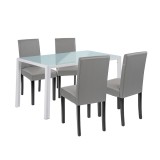 Cumpara ieftin Set de masă Mira 4+1 alb-gri