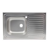 Chiuveta bucatarie inox anticalcar Doruq 1602, dreptunghiulara, cuva pe stanga, 80 x 50 cm, adancime cuva 15 cm