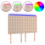 Cumpara ieftin Tablie de pat cu LED, cappuccino, 144x5x118/128 cm, piele eco