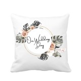Perna personalizata decorativa, 40x40 cm, alba, pentru nunta, Our Wedding Day