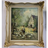 Tăranca cu găinuse pictura clasică, veche
