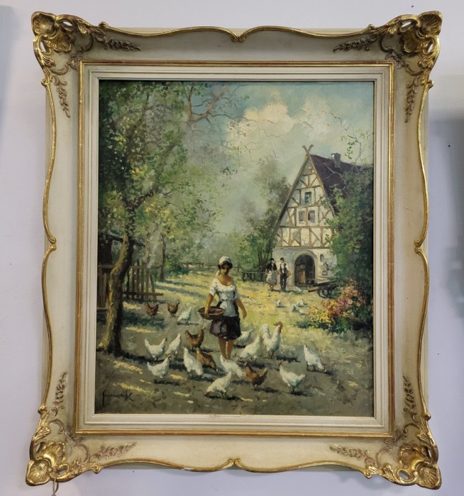 Tăranca cu găinuse pictura clasică, veche