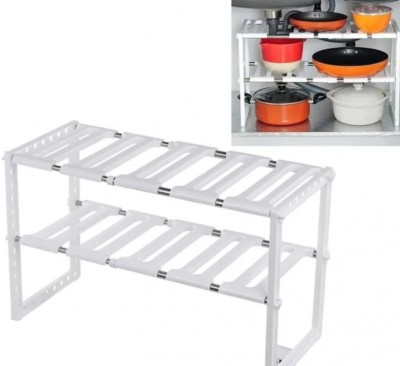 Raft Organizator pentru Bucatarie sau Baie, Extensibil, Alb Inox PVC, 47 x 26 x 38 cm, TopBazar foto