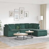 VidaXL Canapea modulară cu taburet și perne, catifea, verde &icirc;nchis