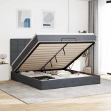 VidaXL Cadru de pat otoman cu saltele Gri &icirc;nchis 180x200cm catifea 3313488