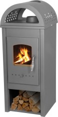 Soba pe lemne Thalia Nera Plus 5,4 kW, otel si samota, 98 cm