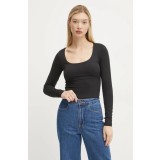 Hollister Co. longsleeve femei, culoarea negru, KI339-3626