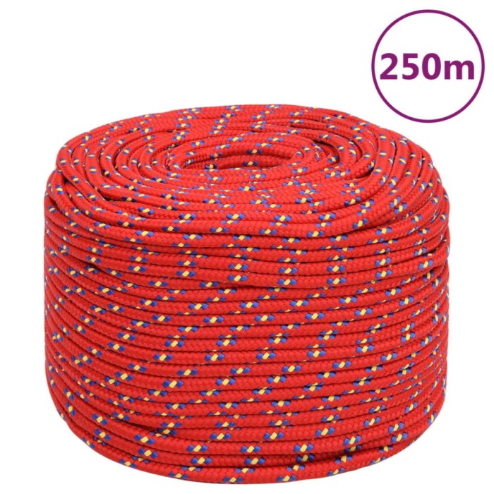 Gossi franghie de barca, rosu, 8 mm, 250 m, polipropilena