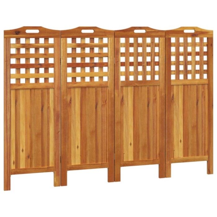 Paravan de camera 4 panouri 162x2x115 cm lemn masiv de acacia