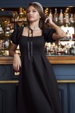 Rochie maxi neagra, cu umerii cazuti, Negru