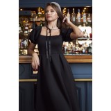 Rochie maxi neagra, cu umerii cazuti
