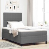 Pat Box Spring cu Saltea &amp; LED Gri 120x200 cm Țesătură Corduroy