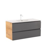 Masca baie suspendata cu lavoar Vario Pull 100, stejar si antracit