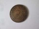 Canada provincia Newfoundland 1 Cent 1873 regina Victoria,moneda din imagini cu patina deosebita, America de Nord, Cupru (arama)