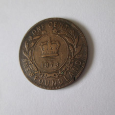 Canada-Newfoundland 1 Cent 1873 regina Victoria,patina deosebita