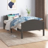 VidaXL Cadru de pat, gri &icirc;nchis, 100x200 cm, lemn masiv de pin