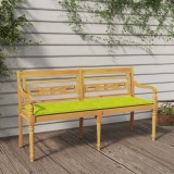Cumpara ieftin Bancă Batavia cu pernă verde aprins, 150 cm, lemn masiv tec