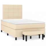 vidaXL Pat continental cu saltea, crem, 120x190 cm, textil 3270360