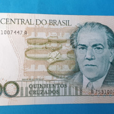 500 Cruzados nedatata anii 1980 Bancnota veche Brazilia