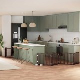 vidaXL Poartă c&acirc;ini pliabilă cu ușă 8 panouri maro 640 cm, lemn plop 3155634