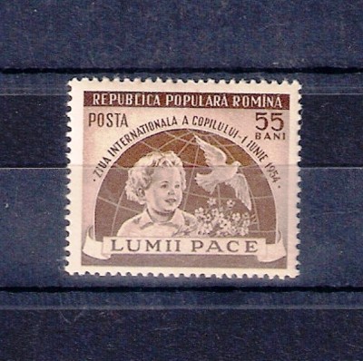 ROMANIA 1954 - ZIUA INTERNATIONALA A COPILULUI, MNH - LP 369 foto