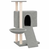 Cumpara ieftin Ansamblu de pisici, stalpi din funie sisal, gri deschis, 96 cm